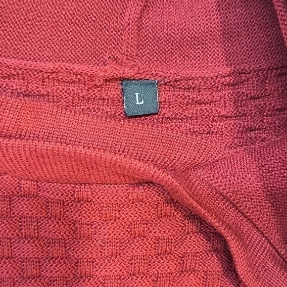 Zaitun Men's Hooded Sweatshirt Sweater Pullover Solid Knitted Maroon Size Large - Picture 6 of 15